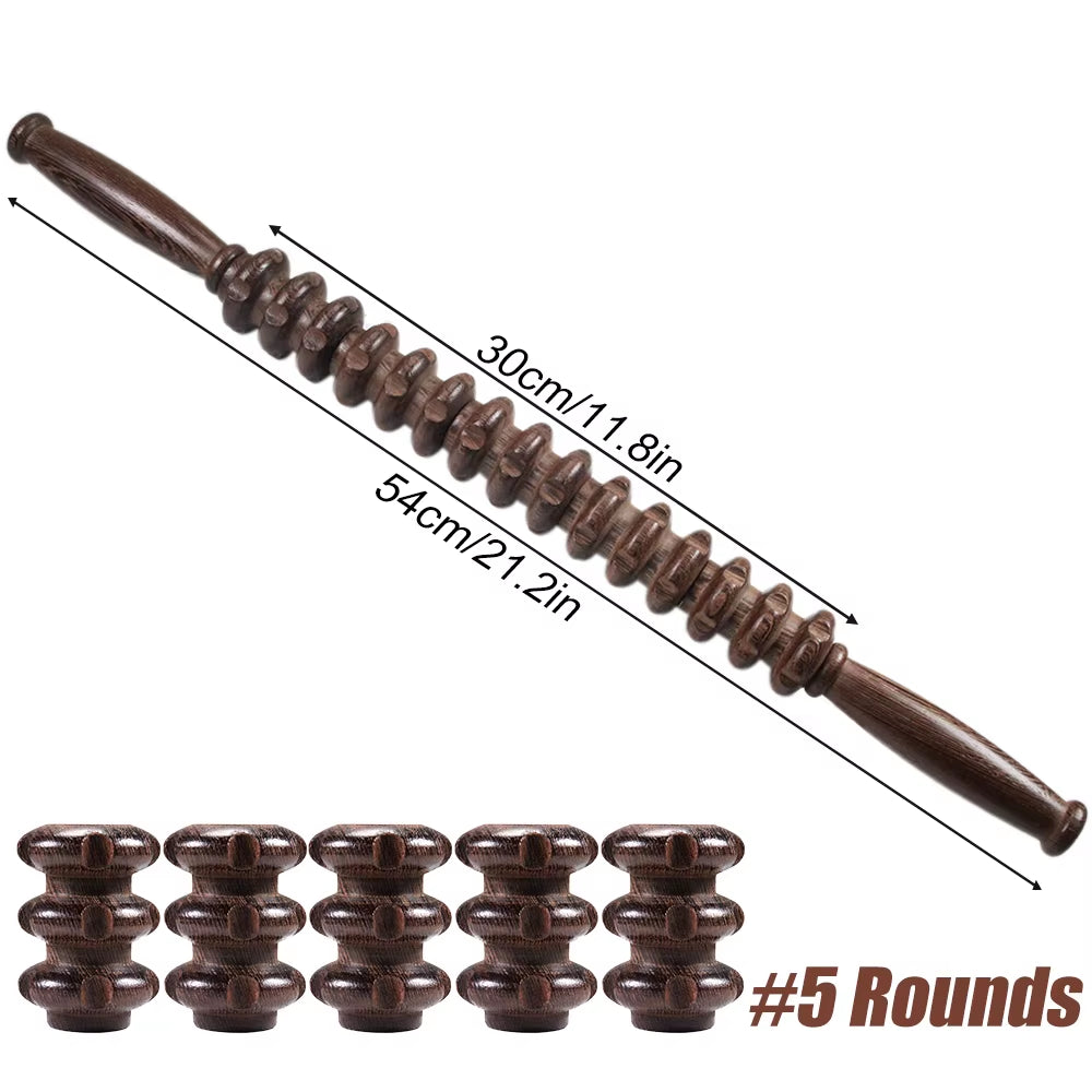 Muscle Roller, Wood Muscle Roller Stick with Trigger Points, Body Muscle Massager Roller for Back Leg, Relieve Muscle Soreness